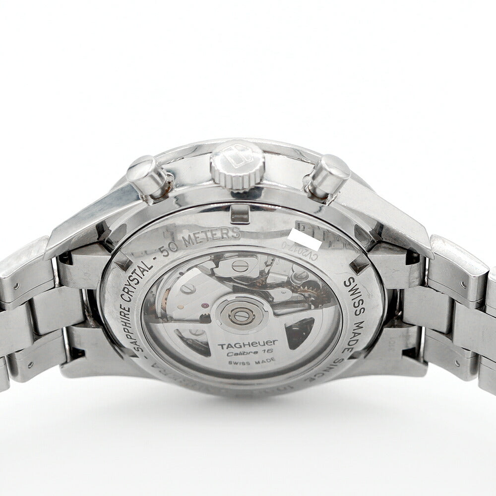 TAG Heuer タグホイヤー カレラ キャリバー16 クロノグラフ CV2017 デイト 100m防水 裏スケ シルバー SS ステンレス メンズ 自動巻き【6ヶ月保証】【腕時計】【中古】