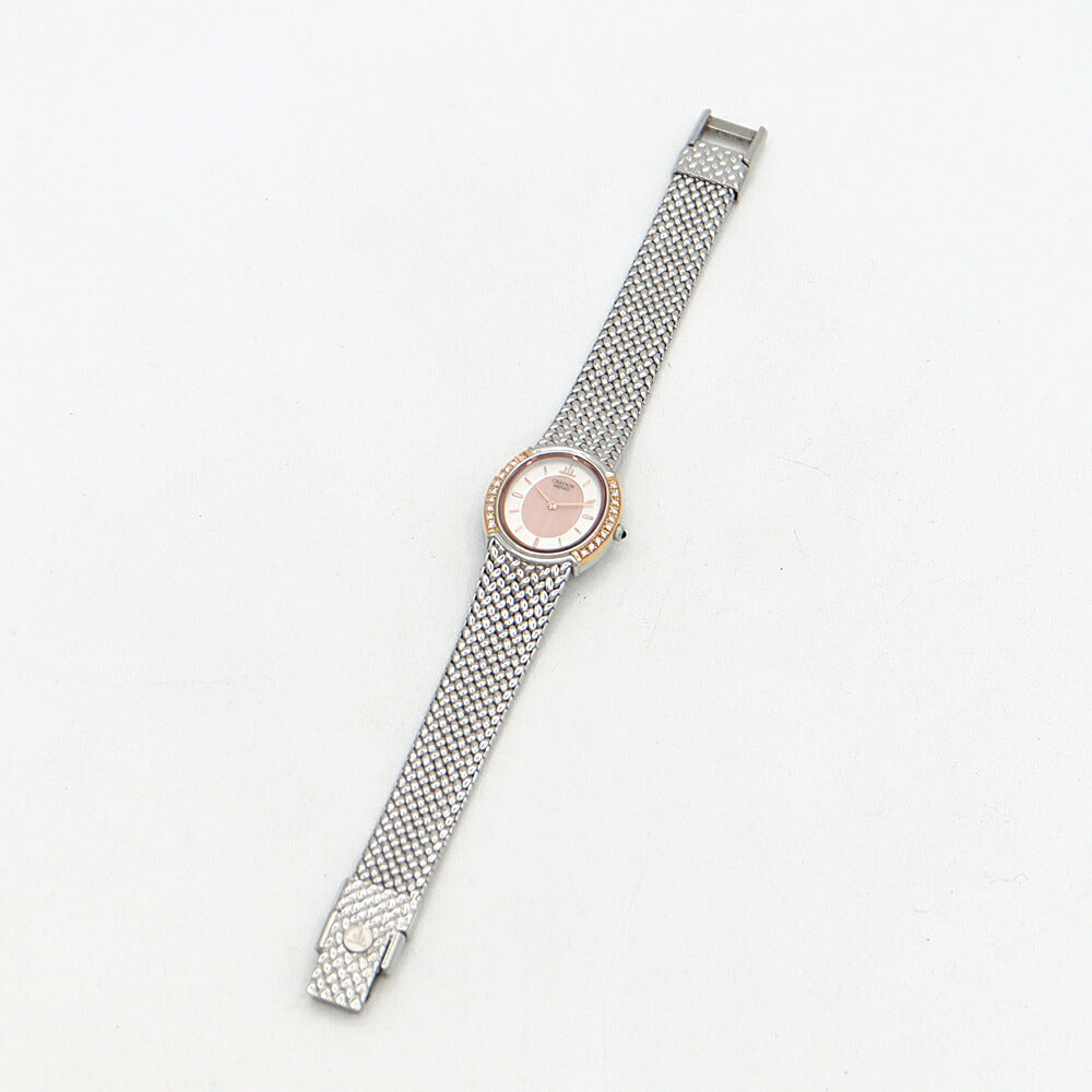 電池交換済 SEIKO セイコー クレドール ダイヤベゼル 5A70-3000 ダイヤモンド サードニクス ピンク シルバー K18PG ピンクーゴールド SS ステンレス コンビ レディース クォーツ【6ヶ月保証】【腕時計】【中古】