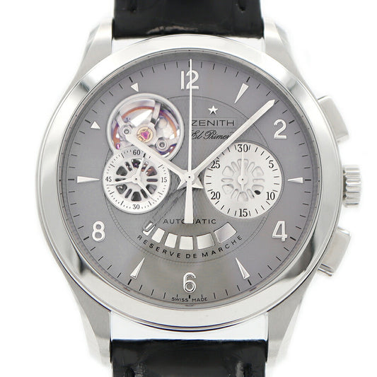 ZENITH Class Open El Primero 03.0510.4021 Chronograph Power Reserve Gray SS Stainless Steel Genuine Belt Genuine Buckle Men's Automatic Winding [6 Month Warranty] [Watch] [Used]