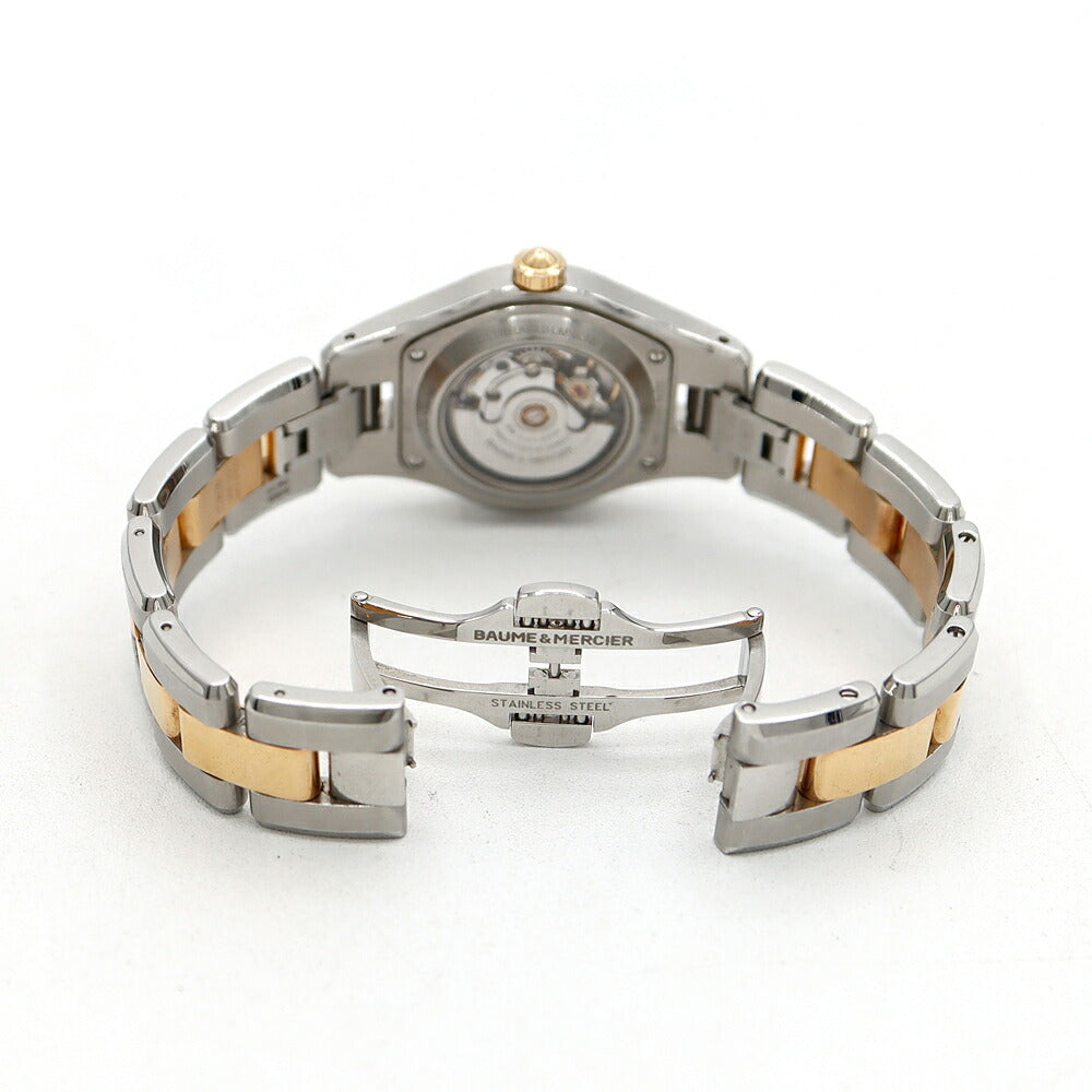 BAUME&MERCIER ボーム&メルシェ リネア 65740 ダイヤモンド 11Pダイヤ デイト 白 ホワイトシェル YG イエローゴールド SS ステンレス コンビ レディース 自動巻き【6ヶ月保証】【腕時計】【中古】