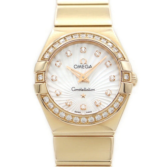 Battery replaced OMEGA Constellation Diamond Bezel 123.55.24.60.55.00?3 12P Diamond White White Shell K18YG Yellow Gold Solid Gold Ladies Quartz [6 Month Warranty] [Watch] [Used]