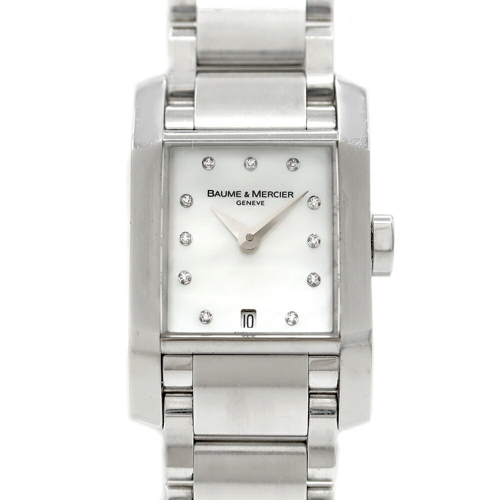 Battery replaced BAUME&MERCIER Diamant 65488 Diamond 11P Diamond 30m Water Resistant Date White White Shell SS Stainless Steel Ladies Quartz [6 Month Warranty] [Watch] [Used]