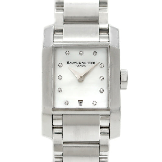 Battery replaced BAUME&MERCIER Diamant 65488 Diamond 11P Diamond 30m Water Resistant Date White White Shell SS Stainless Steel Ladies Quartz [6 Month Warranty] [Watch] [Used]