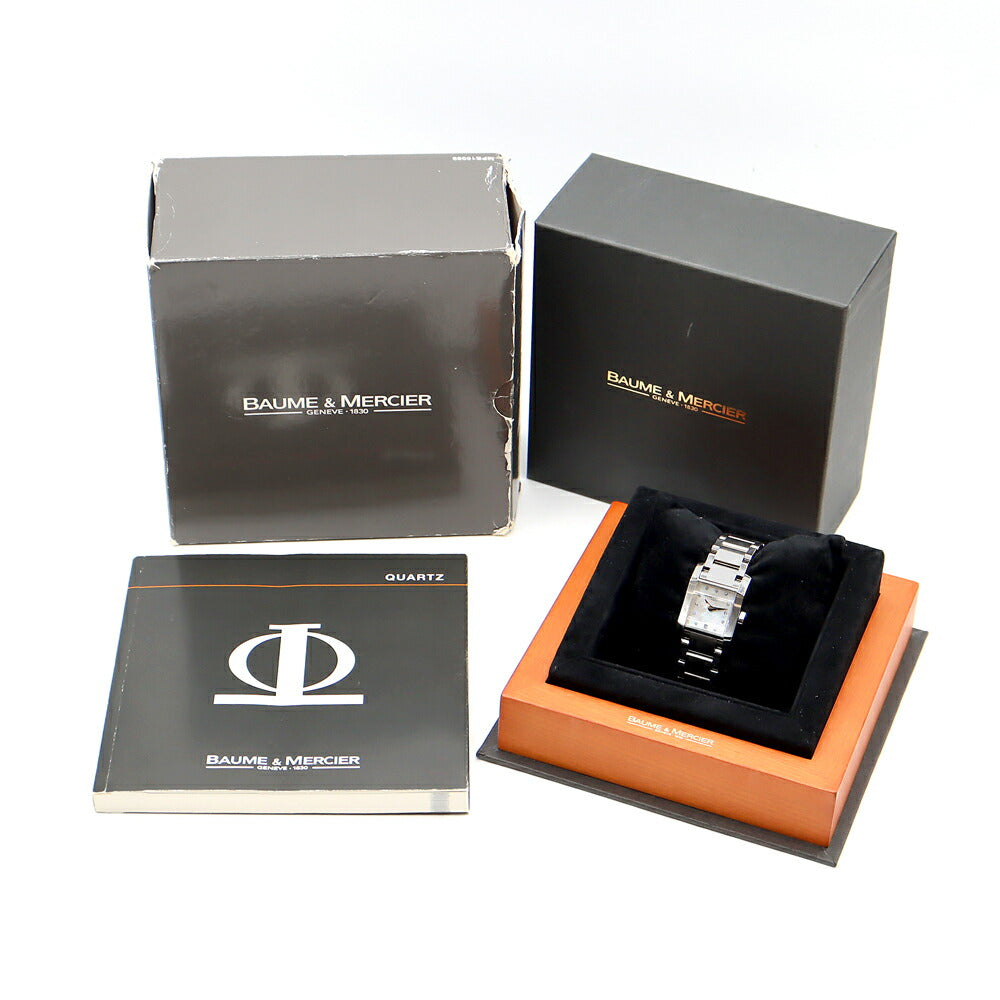 Battery replaced BAUME&MERCIER Diamant 65488 Diamond 11P Diamond 30m Water Resistant Date White White Shell SS Stainless Steel Ladies Quartz [6 Month Warranty] [Watch] [Used]
