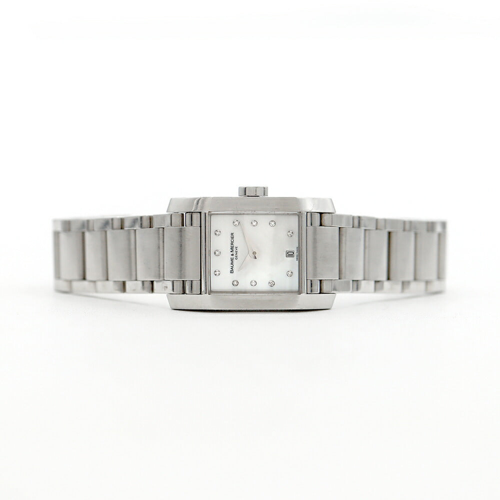 Battery replaced BAUME&MERCIER Diamant 65488 Diamond 11P Diamond 30m Water Resistant Date White White Shell SS Stainless Steel Ladies Quartz [6 Month Warranty] [Watch] [Used]