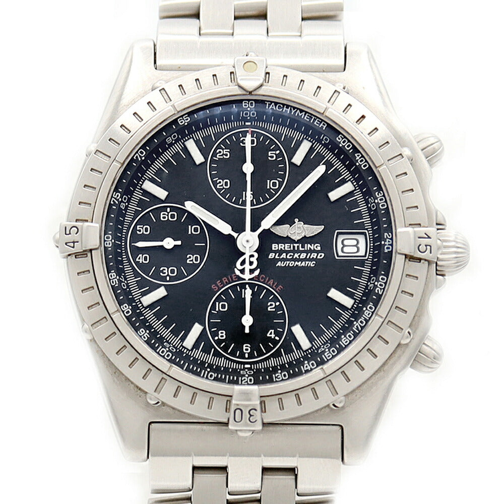 BREITLING ブライトリング クロノマット ブラックバード A13050 クロノグラフ デイト 100m防水 黒 ブラック SS ステンレス メンズ 自動巻き【6ヶ月保証】【腕時計】【中古】