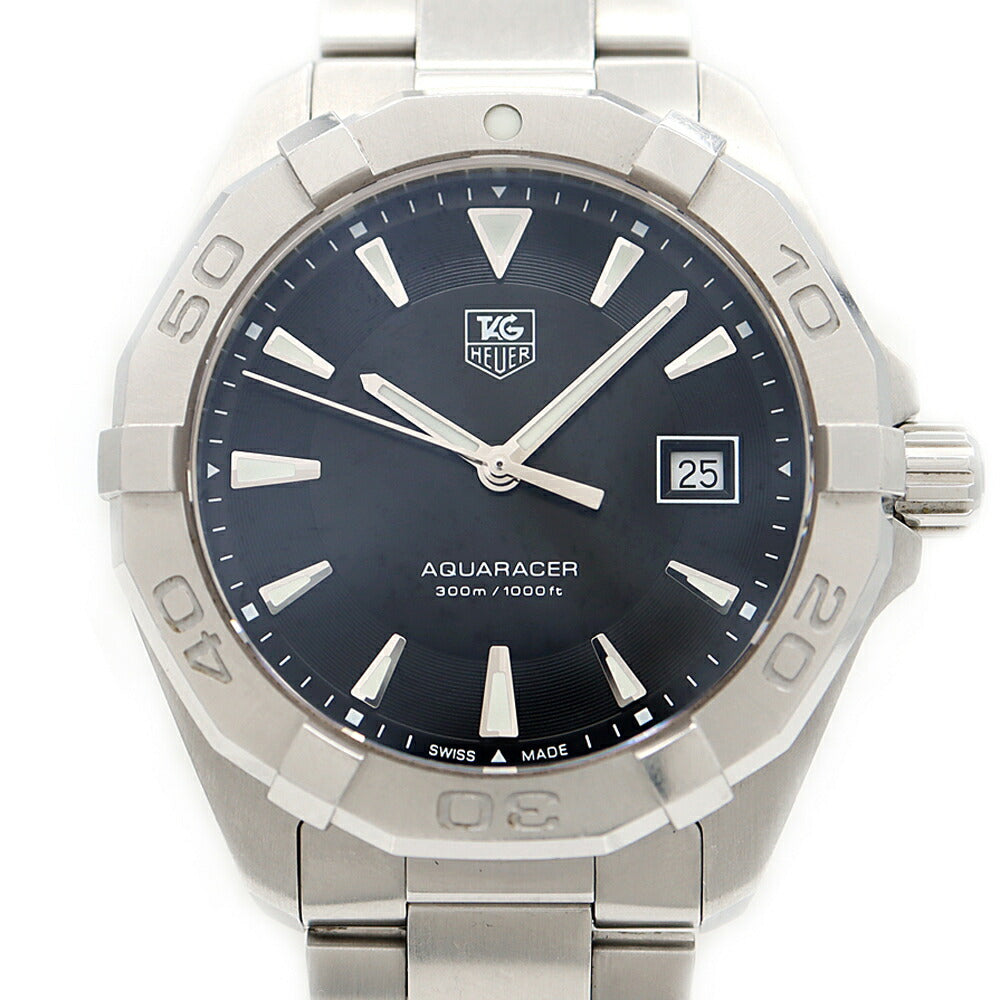 Battery replaced TAG Heuer Aquaracer WAY1110 BA0928 Date 300m waterproof black SS stainless steel men's quartz [6 months warranty] [Watch] [Used]