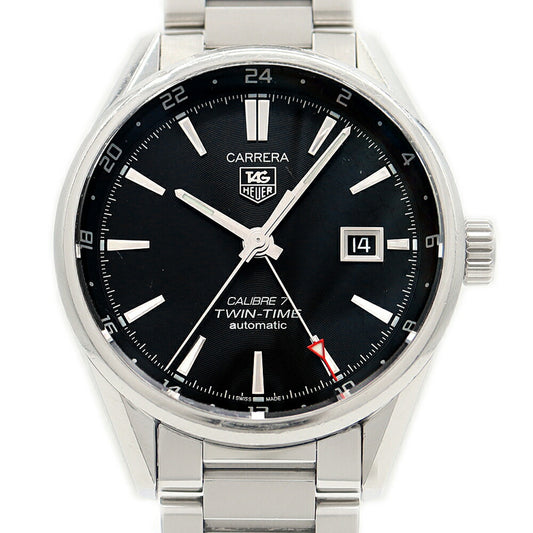 TAG Heuer TAG Heuer Carrera Caliber 7 Twin Time WAR2010 BA0723 100m Water Resistant Date Back Sketch Black SS Stainless Steel Men's Automatic Winding [6 Month Warranty] [Watch] [Used]