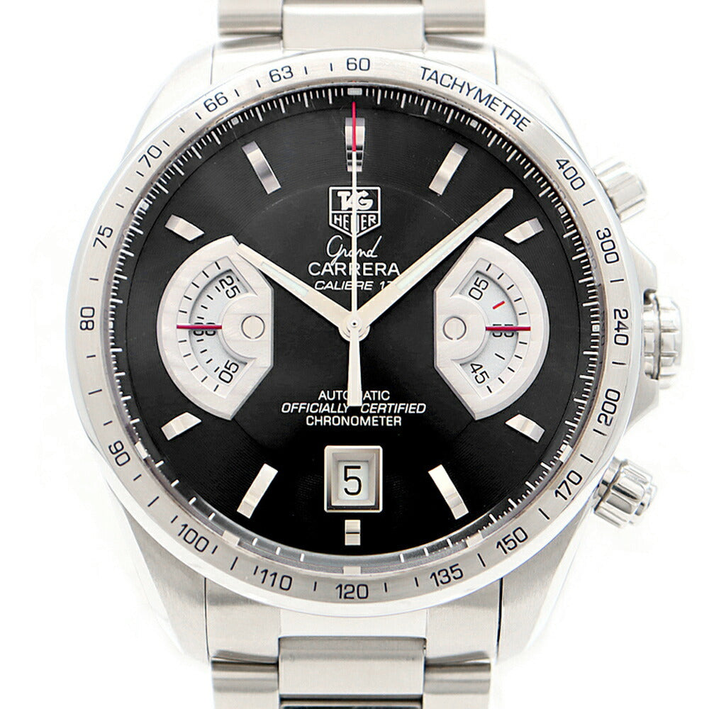 Internally inspected TAG Heuer Grand Carrera Caliber 17RS Chronograph CAV511A BA0902 Date Black SS Stainless Steel Men's Automatic Winding [6 Month Warranty] [Watch] [Used]