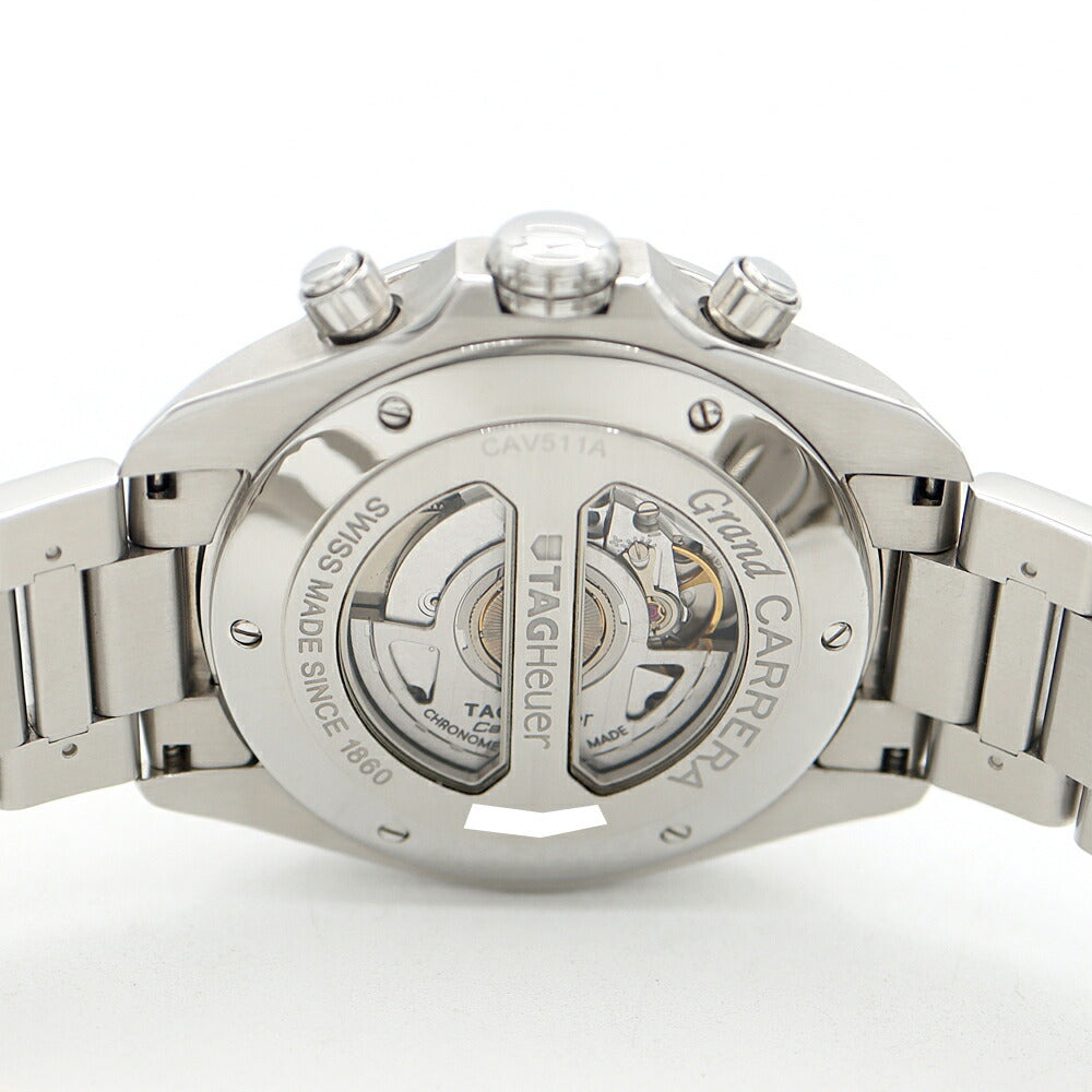 Internally inspected TAG Heuer Grand Carrera Caliber 17RS Chronograph CAV511A BA0902 Date Black SS Stainless Steel Men's Automatic Winding [6 Month Warranty] [Watch] [Used]
