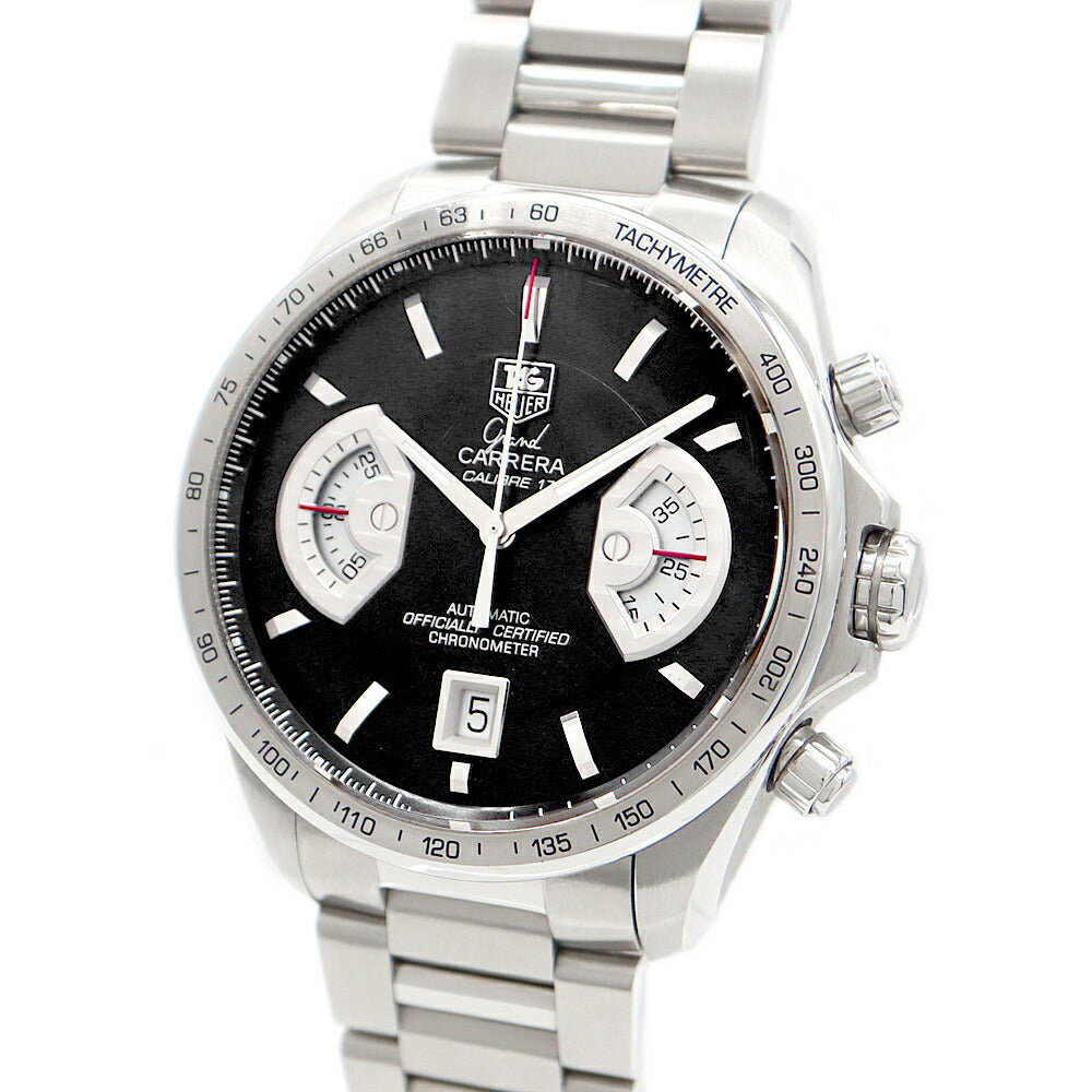 Internally inspected TAG Heuer Grand Carrera Caliber 17RS Chronograph CAV511A BA0902 Date Black SS Stainless Steel Men's Automatic Winding [6 Month Warranty] [Watch] [Used]