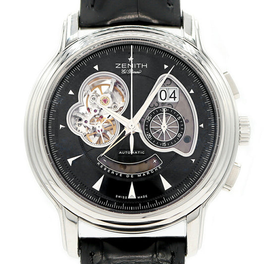 ZENITH El Primero Chronomaster Open XXT 03.1260.4039/21.C505 Grand Date Chronograph Power Reserve Black SS Stainless Steel Genuine Belt Genuine Buckle Men's Automatic Winding [6 Month Warranty] [Watch] [Used]