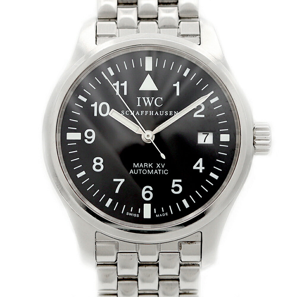 Internally inspected IWC International Watch Company Pilot's Watch Mark XV IW325307 Date Black SS Stainless Steel Men's Automatic Mark 15 [6 Month Warranty] [Watch] [Used]