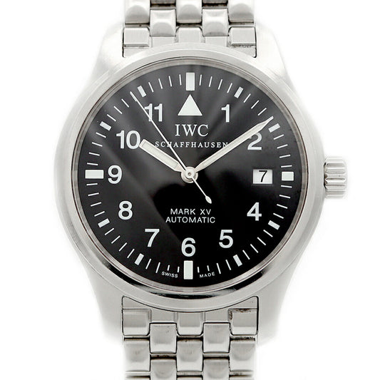 Internally inspected IWC International Watch Company Pilot's Watch Mark XV IW325307 Date Black SS Stainless Steel Men's Automatic Mark 15 [6 Month Warranty] [Watch] [Used]