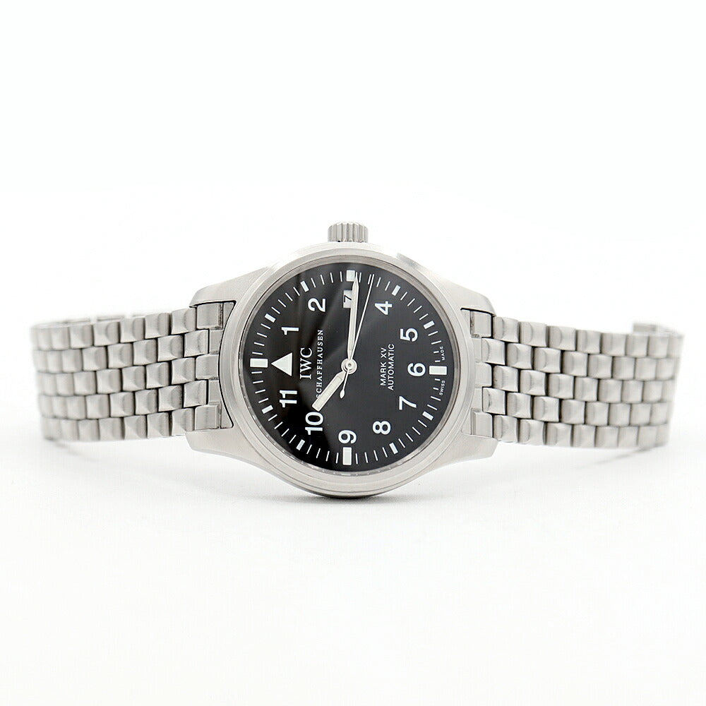 Internally inspected IWC International Watch Company Pilot's Watch Mark XV IW325307 Date Black SS Stainless Steel Men's Automatic Mark 15 [6 Month Warranty] [Watch] [Used]