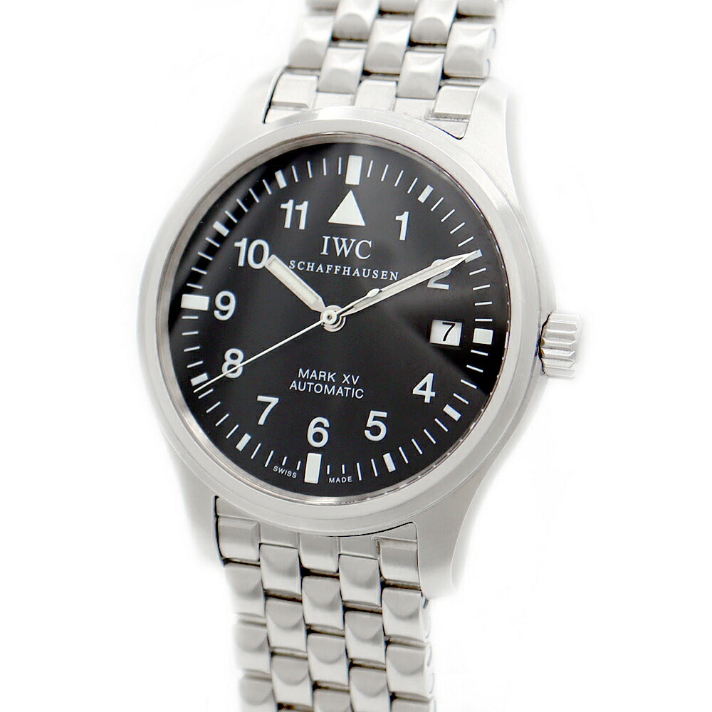 Internally inspected IWC International Watch Company Pilot's Watch Mark XV IW325307 Date Black SS Stainless Steel Men's Automatic Mark 15 [6 Month Warranty] [Watch] [Used]