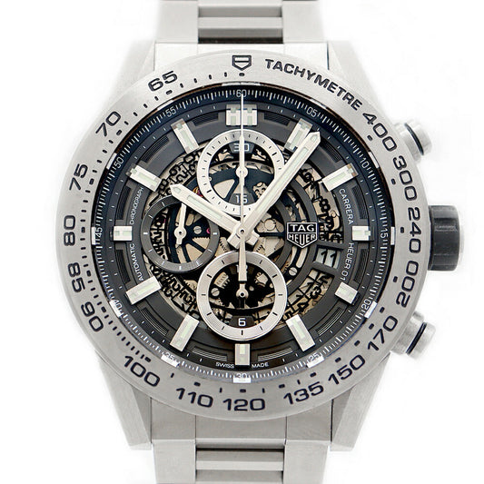 TAG Heuer Tag Heuer Carrera Caliber Heuer 01 Chronograph Gray Phantom CAR2A8A BF0707 Date Back Slot 100m Water Resistant Black Skeleton Ti Titanium Men's Automatic Winding [6 Month Warranty] [Watch] [Used]