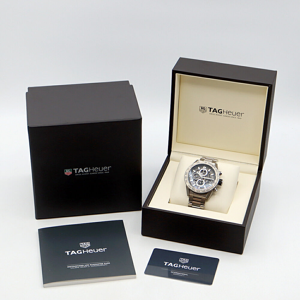 Internally inspected TAG Heuer Carrera Caliber Heuer 01 Chronograph Gray Phantom CAR2A8A BF0707 Date Back Skelton 100m Water Resistant Black Skeleton Ti Titanium Men's Automatic Winding [6 Month Warranty] [Watch] [Used]
