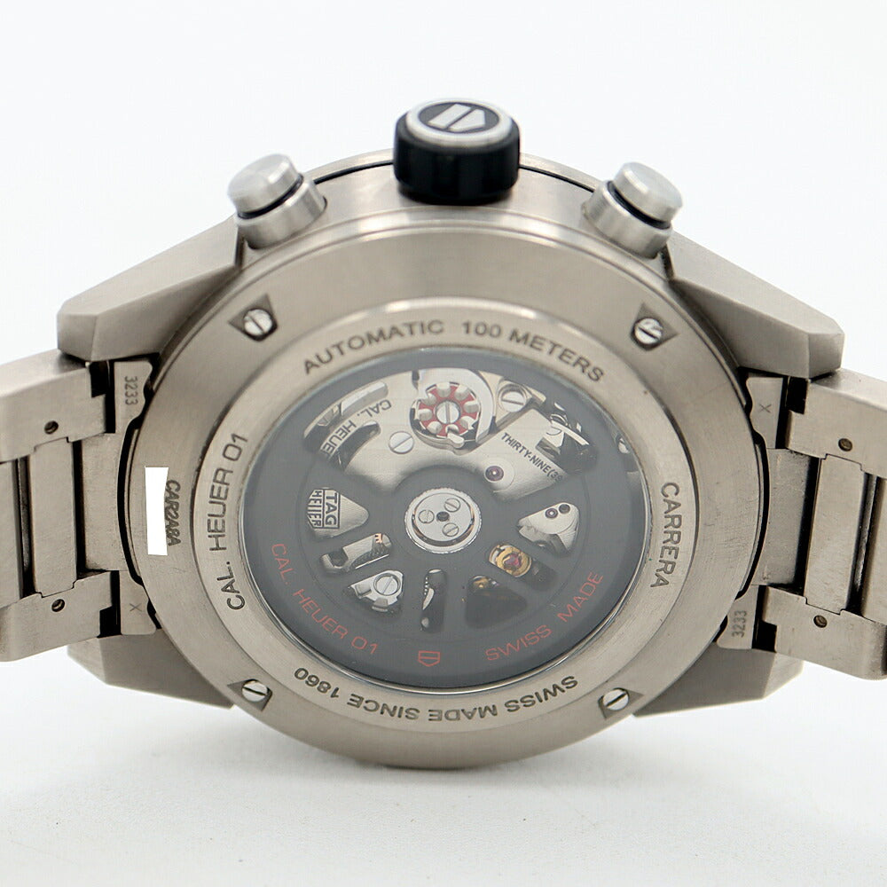 Internally inspected TAG Heuer Carrera Caliber Heuer 01 Chronograph Gray Phantom CAR2A8A BF0707 Date Back Skelton 100m Water Resistant Black Skeleton Ti Titanium Men's Automatic Winding [6 Month Warranty] [Watch] [Used]