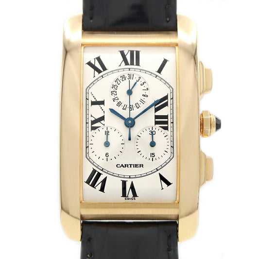 Battery replaced Cartier Tank American LM Chrono Reflex W2601156 Chronograph Date White White K18YG Yellow Gold Genuine Belt Genuine K18YG Buckle Men's Quartz [6 Month Warranty] [Watch] [Used]