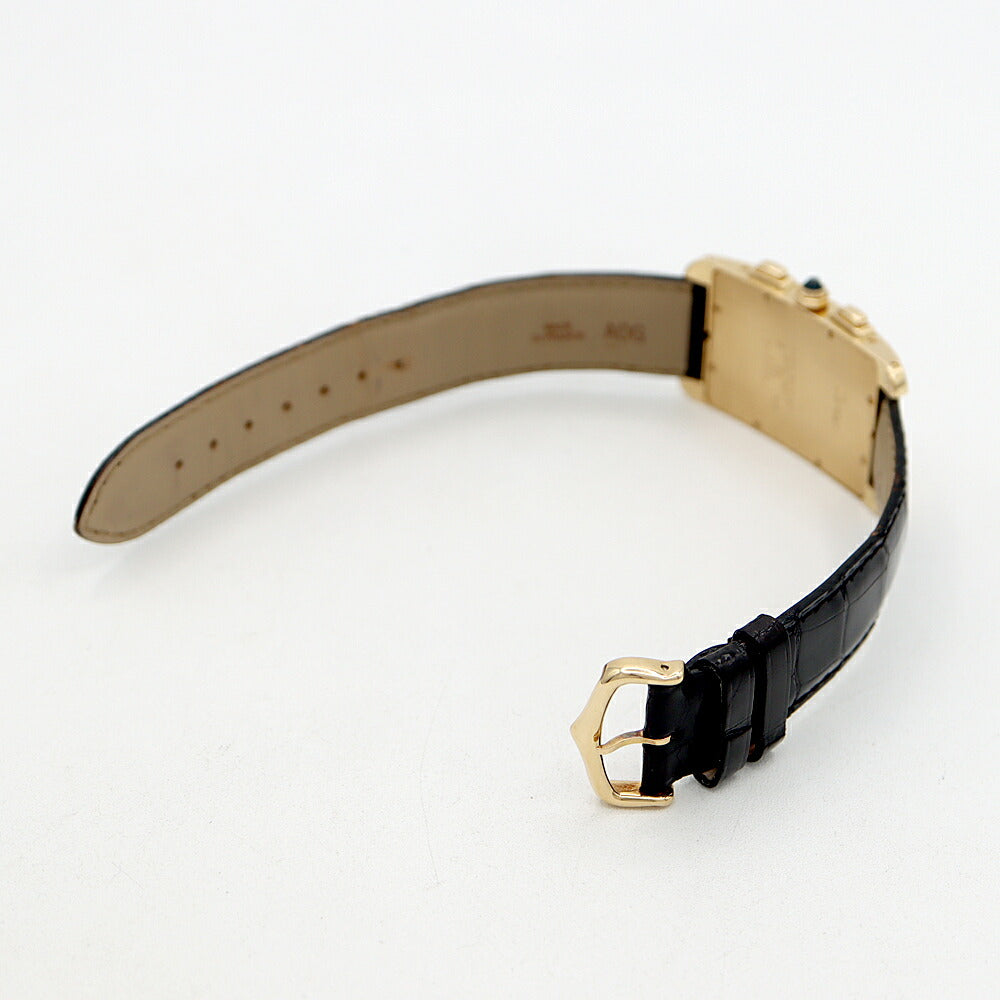 電池交換済 Cartier カルティエ タンクアメリカン LM クロノリフレックス W2601156 クロノグラフ デイト 白 ホワイト K18YG イエローゴールド 純正ベルト 純正K18YG尾錠 メンズ クォーツ【6ヶ月保証】【腕時計】【中古】