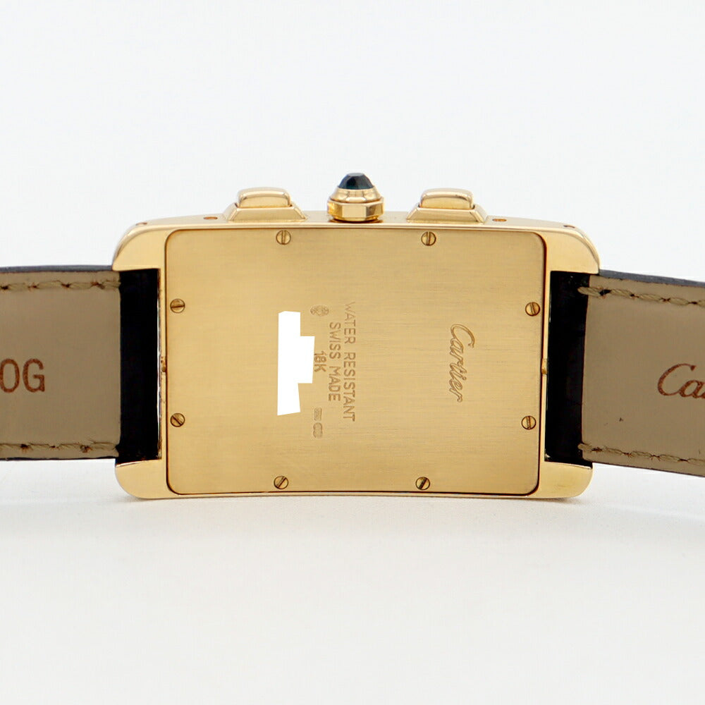 電池交換済 Cartier カルティエ タンクアメリカン LM クロノリフレックス W2601156 クロノグラフ デイト 白 ホワイト K18YG イエローゴールド 純正ベルト 純正K18YG尾錠 メンズ クォーツ【6ヶ月保証】【腕時計】【中古】