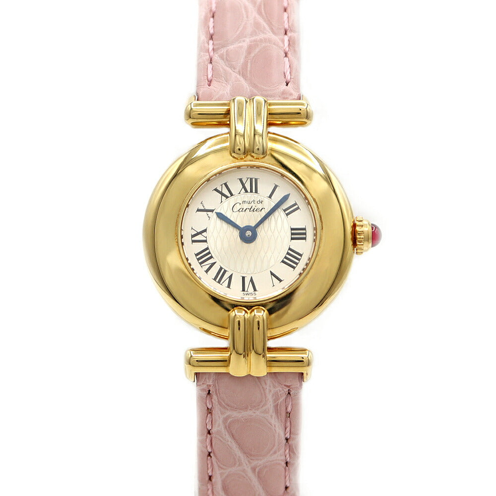 Battery replaced Cartier Must Colise Vermeil 150th Anniversary Limited to 1847 W1010595 Silver YGP Yellow Gold Genuine Buckle Ladies Quartz [6 Month Warranty] [Watch] [Used]