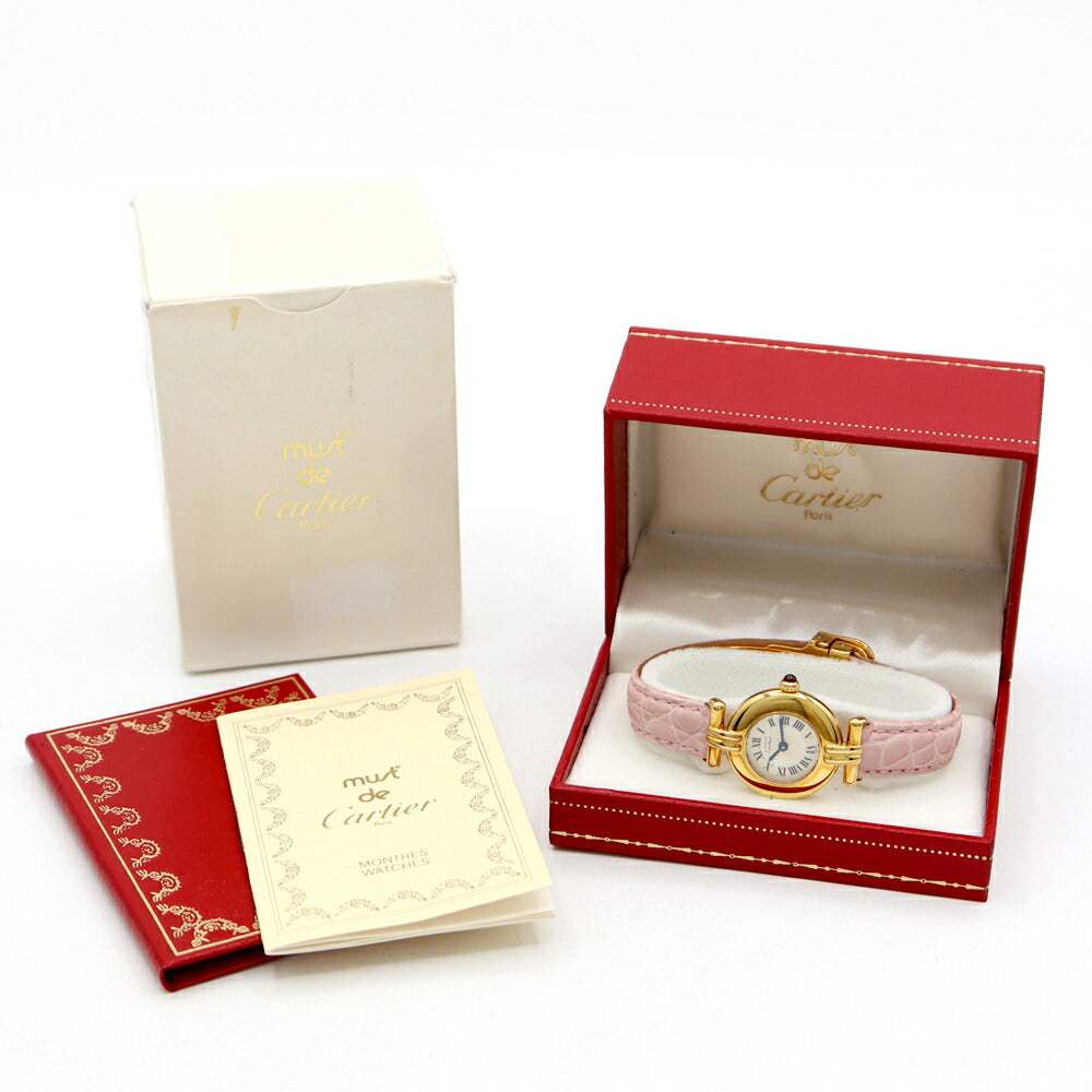 Battery replaced Cartier Must Colise Vermeil 150th Anniversary Limited to 1847 W1010595 Silver YGP Yellow Gold Genuine Buckle Ladies Quartz [6 Month Warranty] [Watch] [Used]