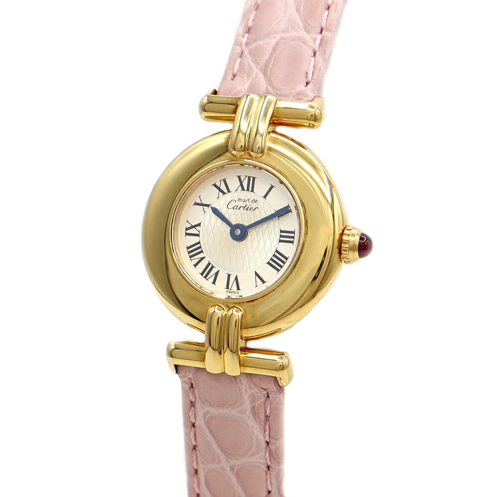 Battery replaced Cartier Must Colise Vermeil 150th Anniversary Limited to 1847 W1010595 Silver YGP Yellow Gold Genuine Buckle Ladies Quartz [6 Month Warranty] [Watch] [Used]