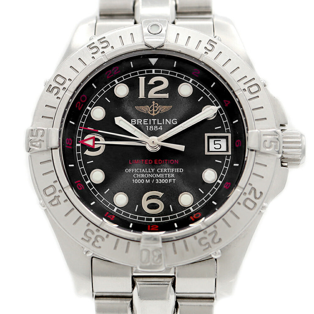 Internally inspected BREITLING Super Ocean GMT A32360 Limited to 200 pieces in Japan Date 1000m waterproof black SS stainless steel men's automatic winding [6 months warranty] [Watch] [Used]