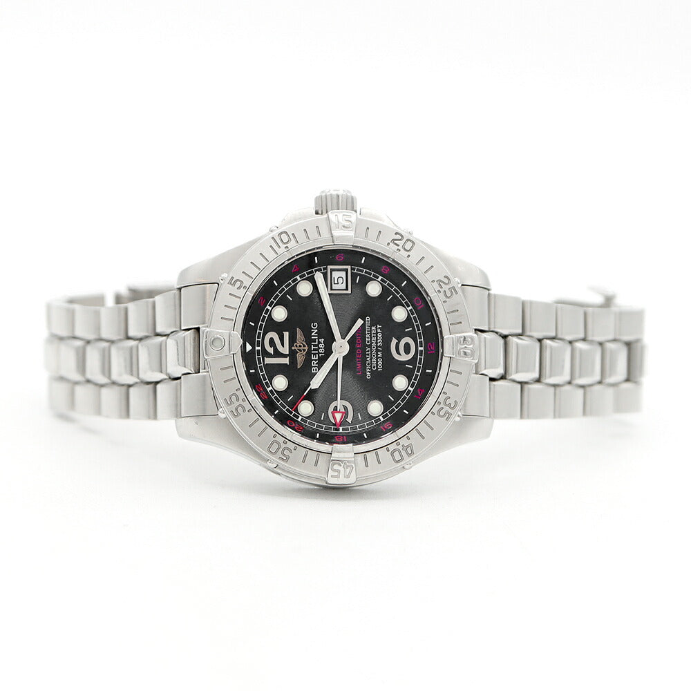 Internally inspected BREITLING Super Ocean GMT A32360 Limited to 200 pieces in Japan Date 1000m waterproof black SS stainless steel men's automatic winding [6 months warranty] [Watch] [Used]