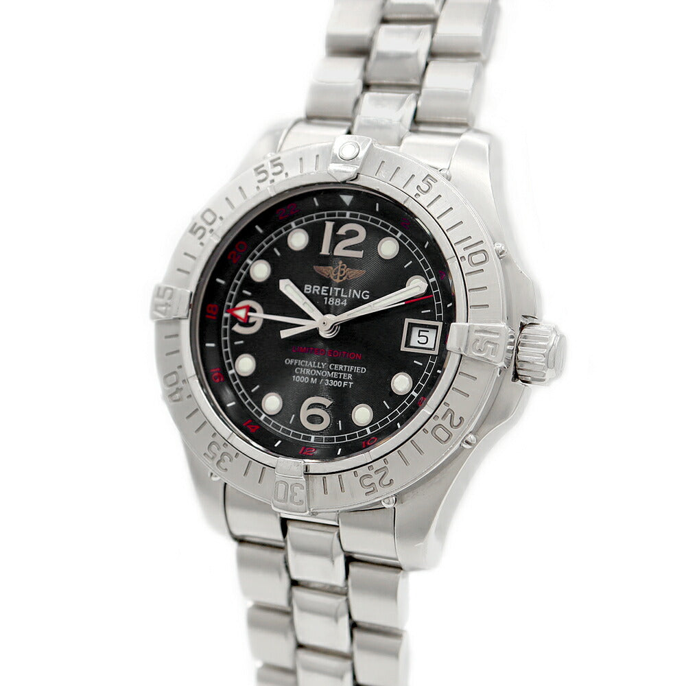 Internally inspected BREITLING Super Ocean GMT A32360 Limited to 200 pieces in Japan Date 1000m waterproof black SS stainless steel men's automatic winding [6 months warranty] [Watch] [Used]