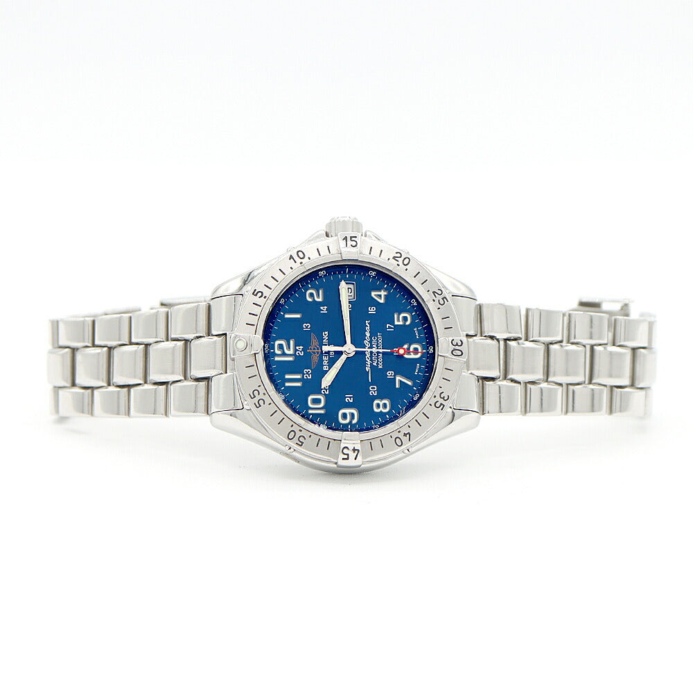 BREITLING ブライトリング スーパーオーシャン A17340 デイト 1000m防水 青 ブルー SS ステンレス メンズ 自動巻き【6ヶ月保証】【腕時計】【中古】