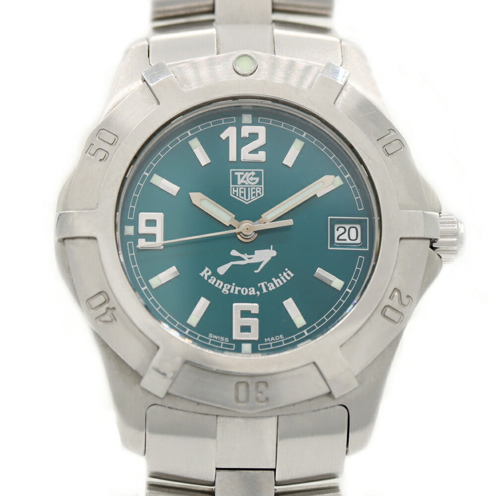 電池交換済 TAG Heuer タグホイヤー 2000 エクスクルーシブ ランギロア タヒチ 3000本限定 WN111A BA0332 デイト 緑 グリーン SS ステンレス メンズ クォーツ【6ヶ月保証】【腕時計】【中古】