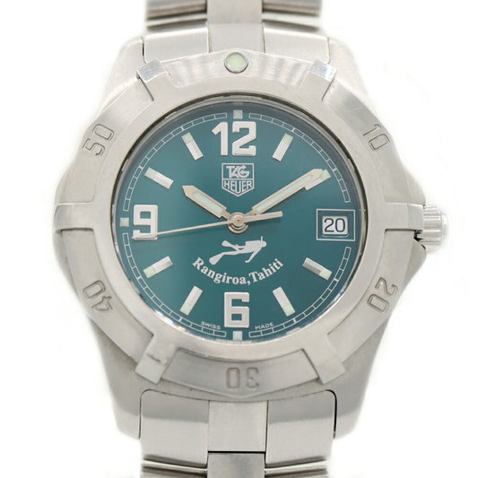 電池交換済 TAG Heuer タグホイヤー 2000 エクスクルーシブ ランギロア タヒチ 3000本限定 WN111A BA0332 デイト 緑 グリーン SS ステンレス メンズ クォーツ【6ヶ月保証】【腕時計】【中古】