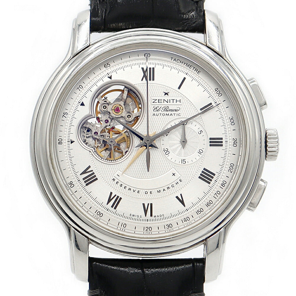 Internally inspected ZENITH El Primero Chronomaster XXT Open 03.1260.4021 Chronograph Power Reserve 30m Water Resistant Silver SS Stainless Steel Genuine Buckle Men's Automatic Winding [6 Month Warranty] [Watch] [Used]