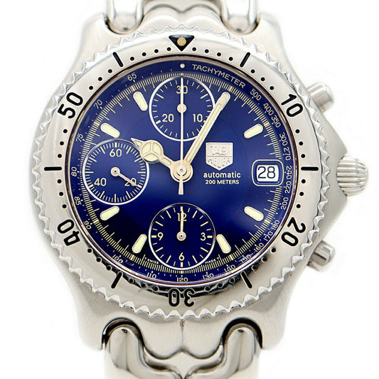 TAG Heuer S/el Cell Series Chronograph CG2111 Date 200m Water Resistant Navy SS Stainless Steel Men's Automatic Winding [6 Month Warranty] [Watch] [Used]