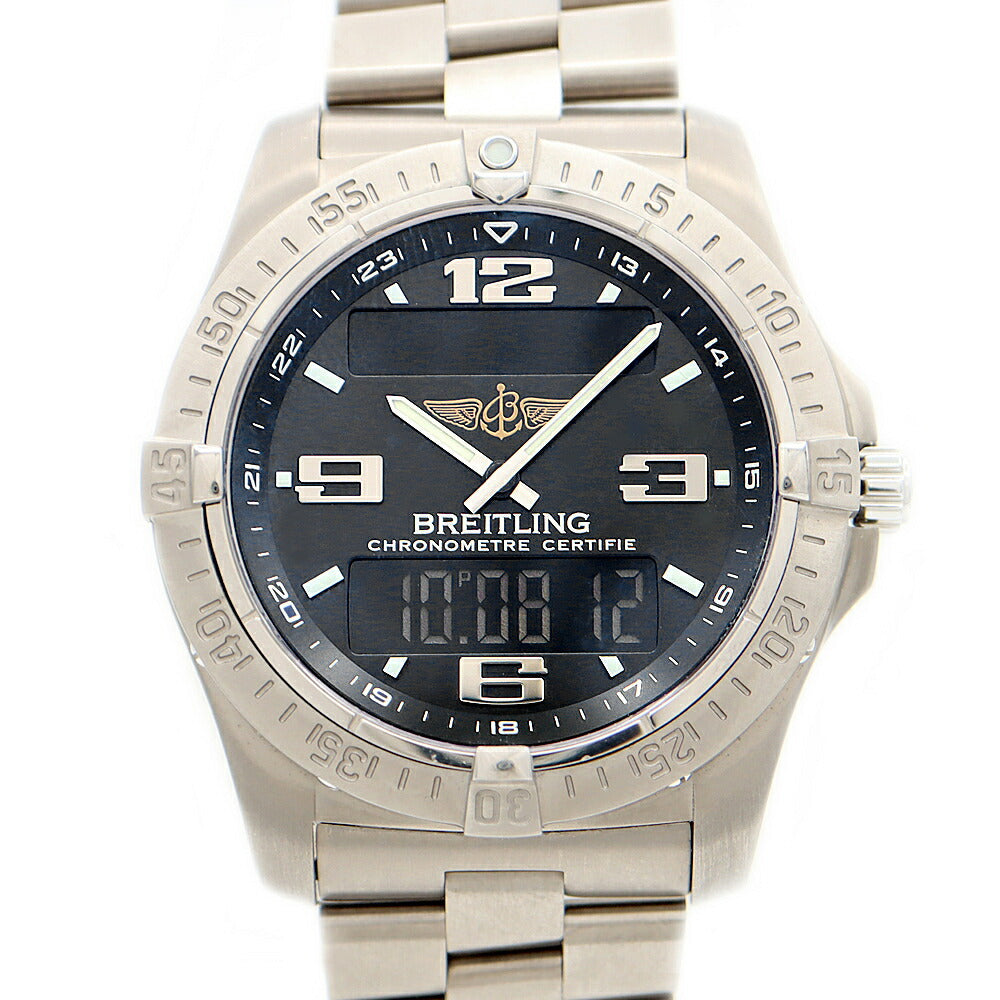 Battery replaced BREITLING Aerospace Avantage E79362 Day Date 100m Water Resistant Black Ti Titanium Men's Digiana Quartz [6 Month Warranty] [Watch] [Used]
