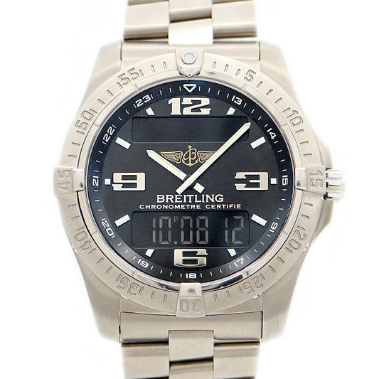 Battery replaced BREITLING Aerospace Avantage E79362 Day Date 100m Water Resistant Black Ti Titanium Men's Digiana Quartz [6 Month Warranty] [Watch] [Used]