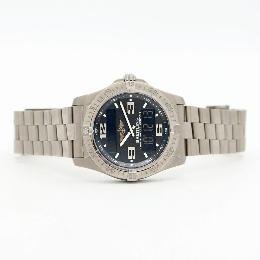 Battery replaced BREITLING Aerospace Avantage E79362 Day Date 100m Water Resistant Black Ti Titanium Men's Digiana Quartz [6 Month Warranty] [Watch] [Used]