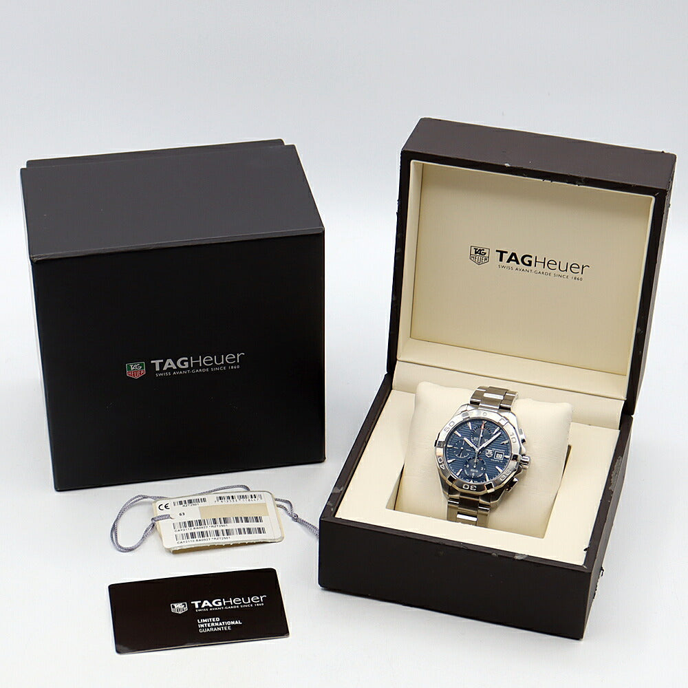 Internally inspected TAG Heuer Aquaracer Caliber 16 Chronograph CAY2112 BA0927 Date 300m Water Resistant Blue SS Stainless Steel Men's Automatic Winding [6 Month Warranty] [Watch] [Used]