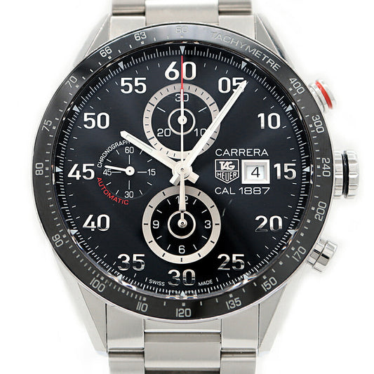 Internally inspected TAG Heuer Carrera Caliber 1887 Chronograph CAR2A10 BA0799 Date 100m Water Resistant Back Skew Black Black SS Stainless Steel CE Ceramic Men's Automatic Winding [6 Month Warranty] [Watch] [Used]