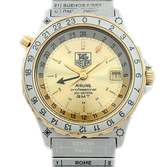 OH済 TAG Heuer タグホイヤー エアライン GMT 895.413 デイト 200m防水 ゴールド SS ステンレス YGP イエローゴールド コンビ メンズ クォーツ【6ヶ月保証】【腕時計】【中古】