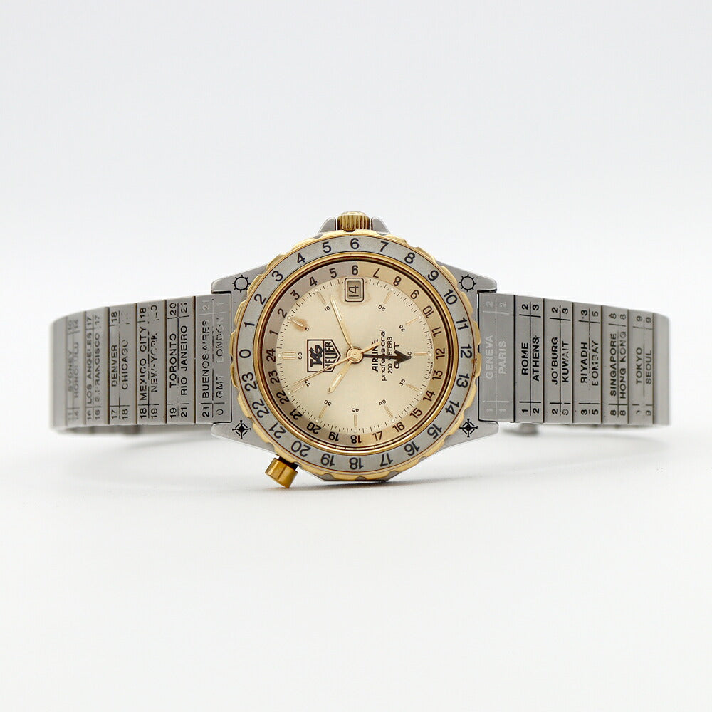 OH済 TAG Heuer タグホイヤー エアライン GMT 895.413 デイト 200m防水 ゴールド SS ステンレス YGP イエローゴールド コンビ メンズ クォーツ【6ヶ月保証】【腕時計】【中古】