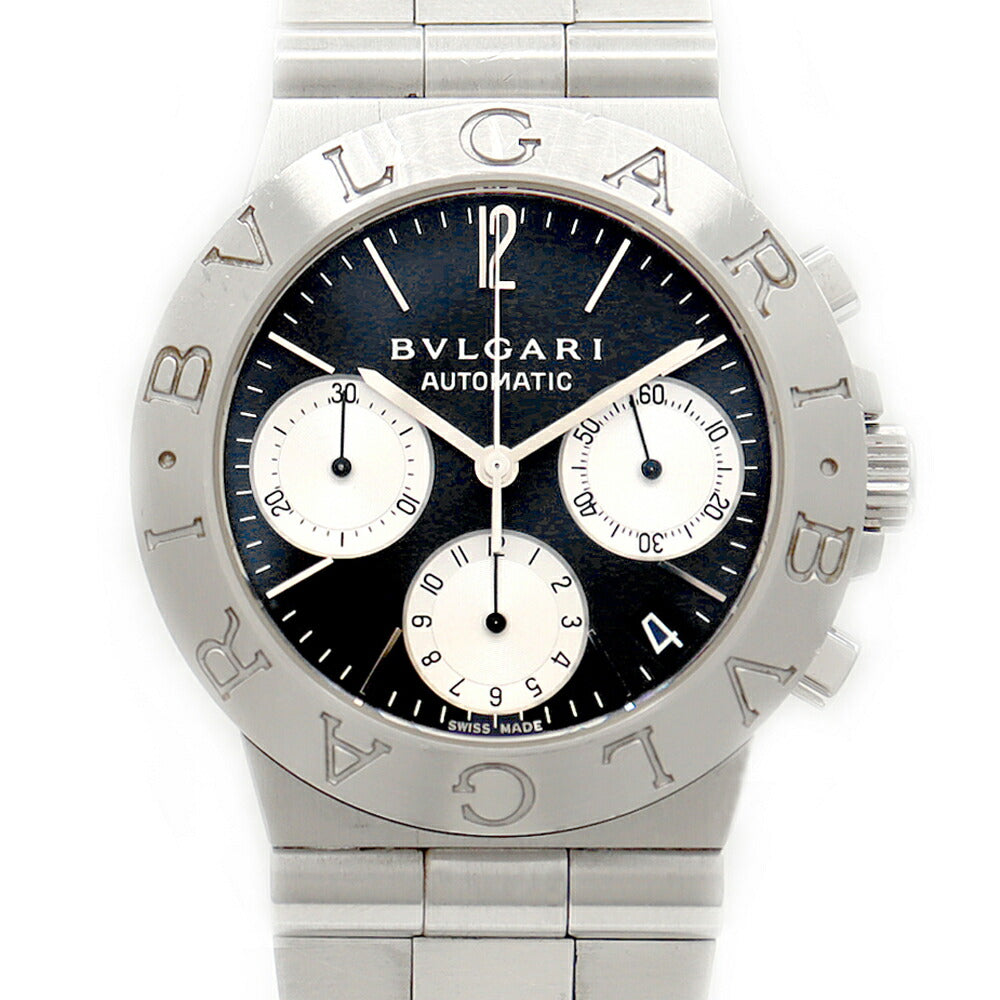 BVLGARI ブルガリ ディアゴノ スポーツ クロノグラフ CH35S スモールセコンド デイト 黒 ブラック SS ステンレス メンズ 自動巻き【6ヶ月保証】【腕時計】【中古】