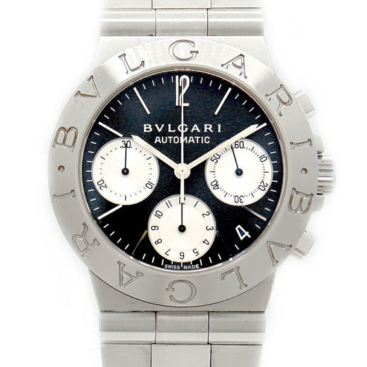 BVLGARI ブルガリ ディアゴノ スポーツ クロノグラフ CH35S スモールセコンド デイト 黒 ブラック SS ステンレス メンズ 自動巻き【6ヶ月保証】【腕時計】【中古】