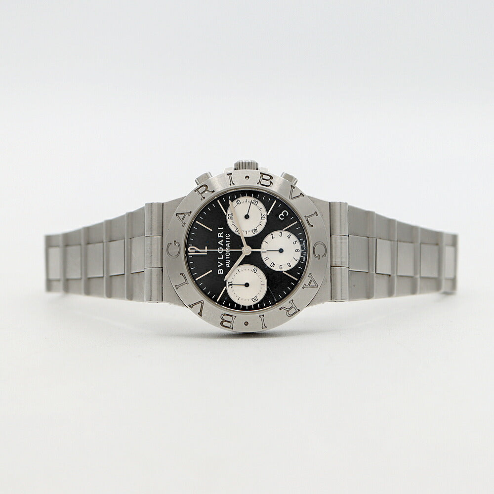 BVLGARI ブルガリ ディアゴノ スポーツ クロノグラフ CH35S スモールセコンド デイト 黒 ブラック SS ステンレス メンズ 自動巻き【6ヶ月保証】【腕時計】【中古】