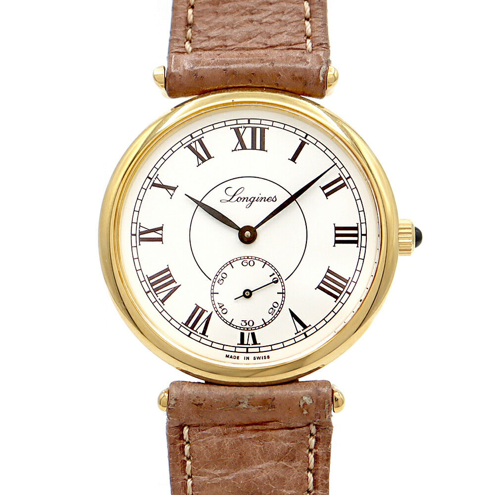 Internally inspected LONGINES 150th Anniversary Model 3207 Cal.846 Small Second White YGP Yellow Gold SS Stainless Steel Genuine Belt Genuine Buckle Men's Boys Women's Manual Winding Antique Vintage [Watch] [Used]