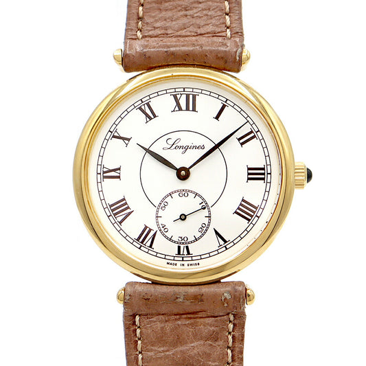 Internally inspected LONGINES 150th Anniversary Model 3207 Cal.846 Small Second White YGP Yellow Gold SS Stainless Steel Genuine Belt Genuine Buckle Men's Boys Women's Manual Winding Antique Vintage [Watch] [Used]