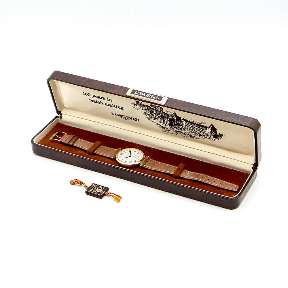 Internally inspected LONGINES 150th Anniversary Model 3207 Cal.846 Small Second White YGP Yellow Gold SS Stainless Steel Genuine Belt Genuine Buckle Men's Boys Women's Manual Winding Antique Vintage [Watch] [Used]